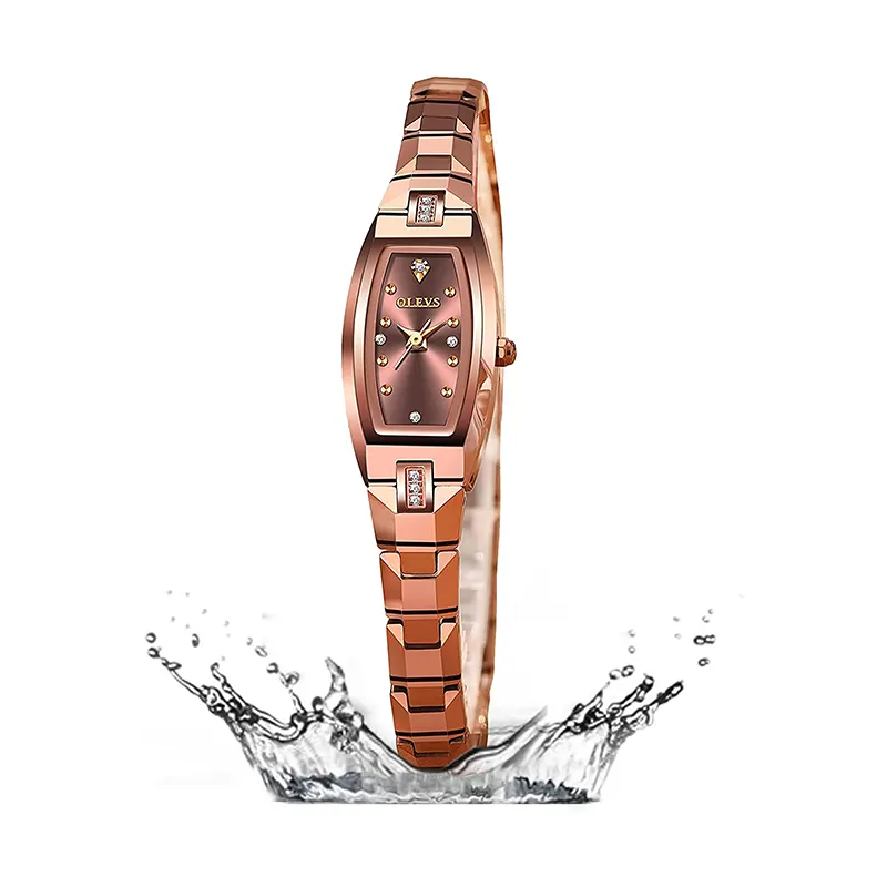 OLEVS 5501 Women's Tungsten Steel Watch with Elegant Copper Dial